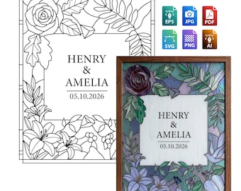 Glasmalerei Hochzeit Willkommensschild Digitale Vorlage | Blumenzeremonie Dekor | 16x 20 Zoll personalisierte DIY Hochzeit Art