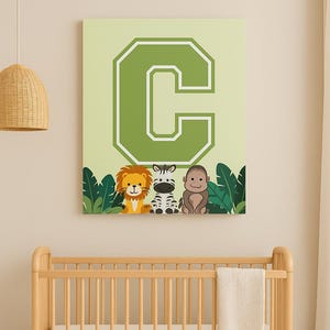 Impresión de la letra C de la jungla – Arte mural de safari para guardería – Descarga instantánea del alfabeto de animales para bebés – Decoración para habitación infantil – Impresión digital