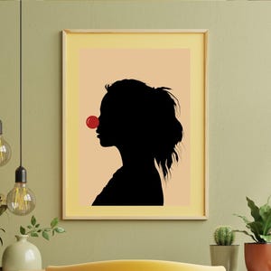 Clowncore Silhouette Wall Art – Feminist Sad Girl Clown Nose Digital Print – Minimalist Circuscore Decor Download