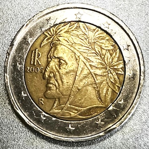 RARE 2 Euro Coin - Italy 2005 - Error: Double Rim & Misaligned Edge