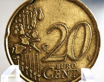 20セント イタリア 2002年 エラーコイン 強力なダブルリム、シフト