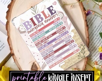 Christian Printable Kindle Insert eReader Pastel Bible Emergency Numbers eReader design for Bible Study Clear Case for Christian Book Club