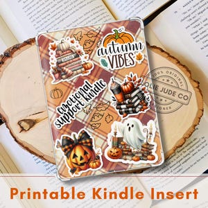 Kindle Insert Fall Bookish Sticker Collage Printable Fall Bookish Pumpkin PNG for Book Club Coffee & Sweater Weather Vibes Paperwhite PNG
