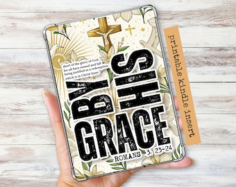 Printable Kindle Insert for Clear Case  Romans 3  By His Grace Christian Insert  Kindle Paperwhite  Kindle Basic  Kindle Colorsoft