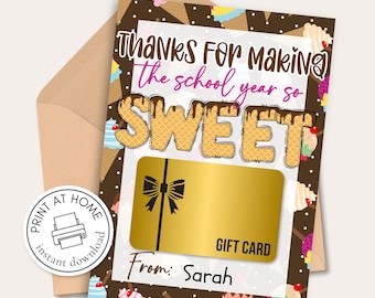 Teacher Appreciation Gift Card Holder End of Year Teacher Gift for Principal Last Day of School Gift Thank You for School Nurse Printable