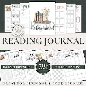 Reading Journal Printable BuJo Reading Template for Book Club Tracker Gift Idea for Book Lovers Romance Reading Planner for BookTok
