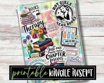 Spring Plaid Kindle Insert Printable Bookish Sticker Collage iPad Mini Clear Case BookTok Aesthetic Kindle Design Floral Book Club Gift