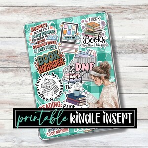 Turquoise pastel sticker collage afdrukbare Kindle invoegen pastel blauwgroen geruite doorzichtige hoes voor boekenclub geruite eReader iPad mini-hoesje invoegen