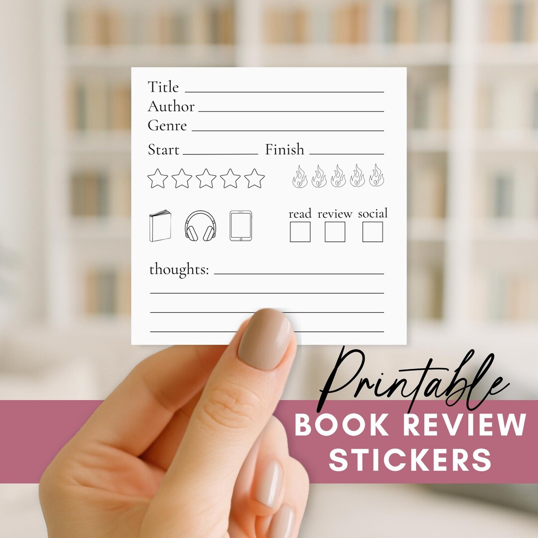 Literature Review Stickers Printable Book Review Stickers for Reading Journal Book Club Gift for ...