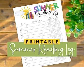 Summer Reading Log Printable: Kids & Teens Book Tracker (Digital Download)