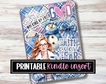 Printable Kindle Insert for Clear Case | Christian Winter Reader | PNG + PDF