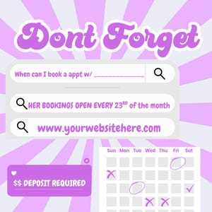 June Bookings Flyer, June Bookings Available, Summer Appointment Flyer, Spring Flyer, Hair, Nails, Makeup, Lashes , Spring Booking Flyer