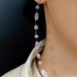 Water Drop Earrings,Handmade,Teardrop Earrings, Floating Transparent Earrings, Clear Water Droplets Jewelry, Minimalism Earrings for Her