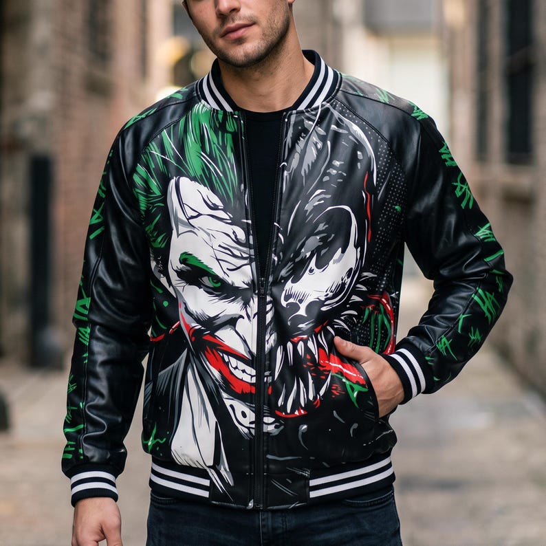 Custom Joker Hahaha Varsity Leather Jacket – Cowhide or Sheep Skin ...