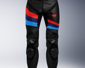 BMW Black Motorrad Racing Lederhose, Custom Design, Abnehmbarer Schutz