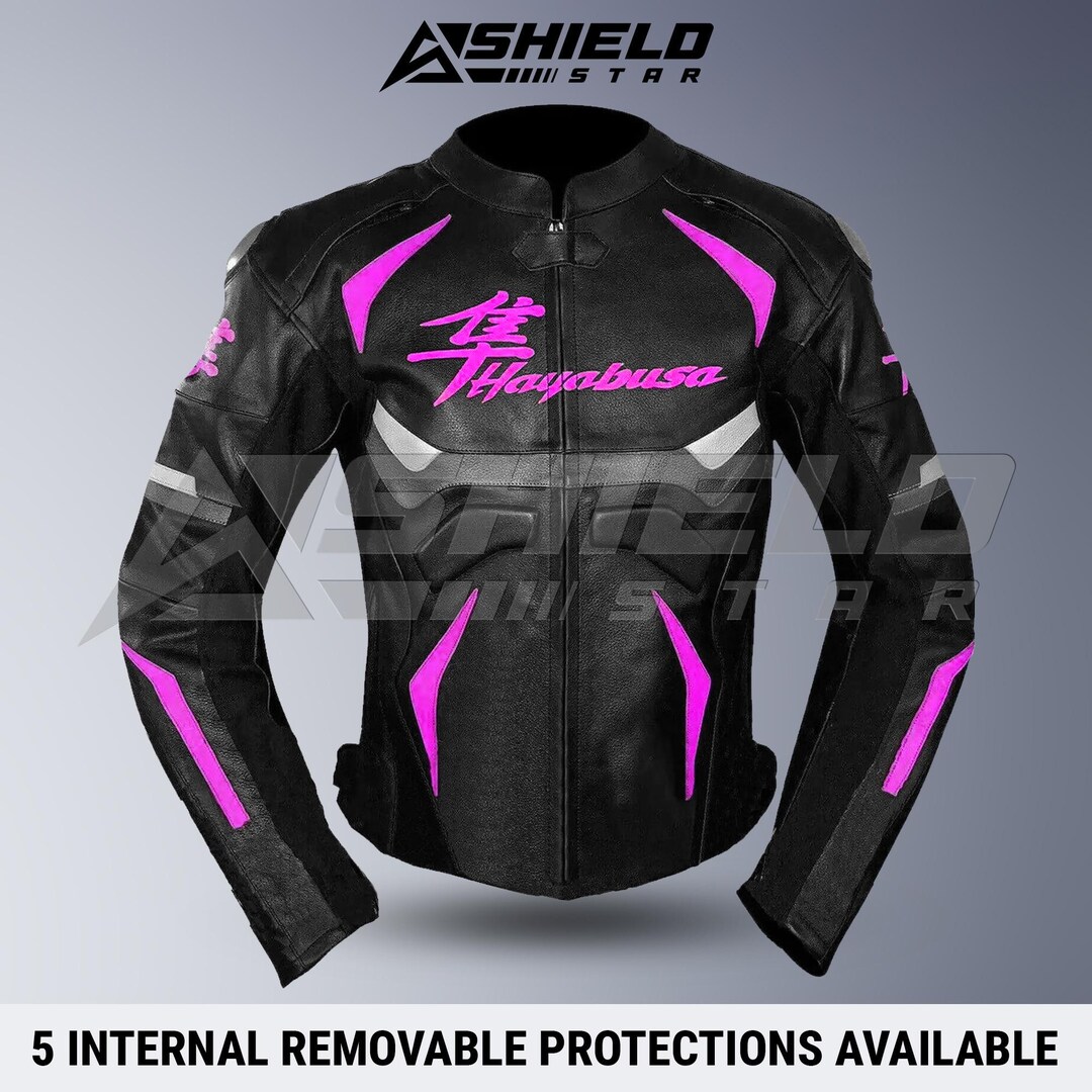Hayabusa Black & Pink Leather Motorcycle Race Jacket - Etsy