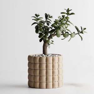 Planter pot Inflated Soft Cloth Series 2 Pillow-Grid 4 inch Opening | Quilted Block Pot | Cozy Modern Decor | 3D printed planter