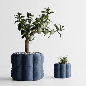 Planter pot Inflated Soft Cloth 4 inch Opening | Puffed Fabric Look Vase | Modern Plant Pot | 3D printed planter