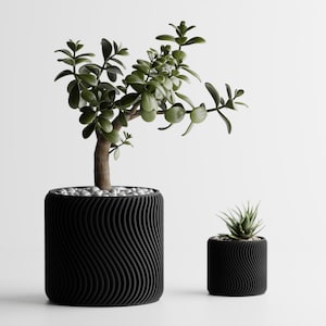 Planter pot Rippled Wave Cylinder 4 inch Opening | Wavy Texture Pot | Modern Succulent Planter | 3D printed planter
