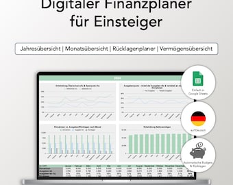 Financial planner for beginners (German) | Budget planner for Google Sheets | Household book with expense and savings tracker