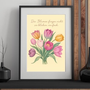 Pink flowers watercolor picture wall decor living room delicate pink tulips flowers bedroom poster botanical art print decor for hallway saying