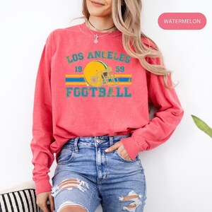 Distressed Los Angeles Football Shirt Comfort Colors Chargers Football Crewneck Retro Chargers Shirt for Chargers Football Fan Chargers Gift