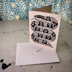 Conjunto de cartões de visita Cottonmouth Snake – 4 cartões de visita em branco com envelopes – tinta preta sobre creme – 4,25 x 5,5 Southern Wildlife Stationery