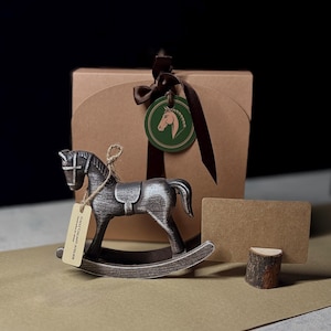 Ready-to-Gift Rocking Horse Set · Personalized Keepsake · Wooden Horse Ornament · 2026 Mini Calendar · Symbolic Gift Set without calendar