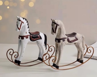 Set de regalo de caballo balancín gris vintage • Edición limitada • Decoración simbólica lista para regalar
