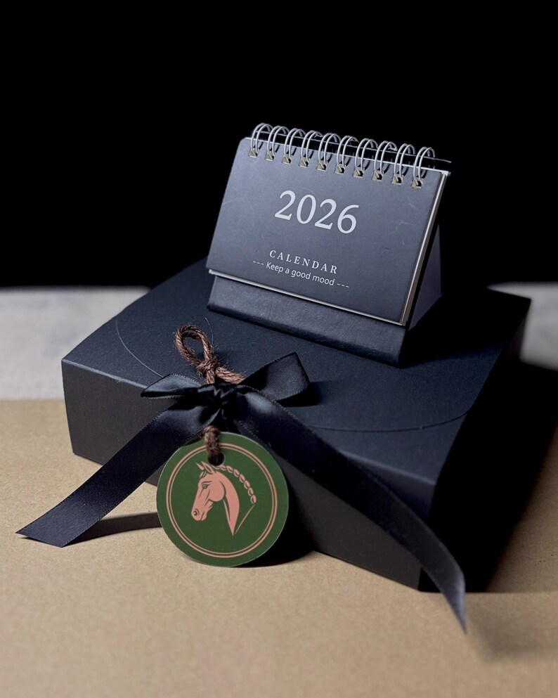 Personalized Christmas Gift Set • Wooden Rocking Horse Ornament • 2026 Mini Calendar • Symbolic Holiday Keepsake