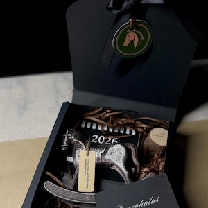 Ready-to-Gift Rocking Horse Set · Personalized Keepsake · Wooden Horse Ornament · 2026 Mini Calendar · Symbolic Good Luck Gift