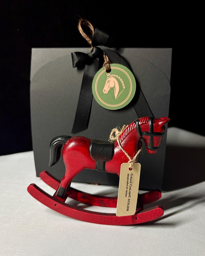 Ready-to-Gift Wooden Rocking Horse Set • Black Gift Box • Personalized Card • Symbolic Keepsake