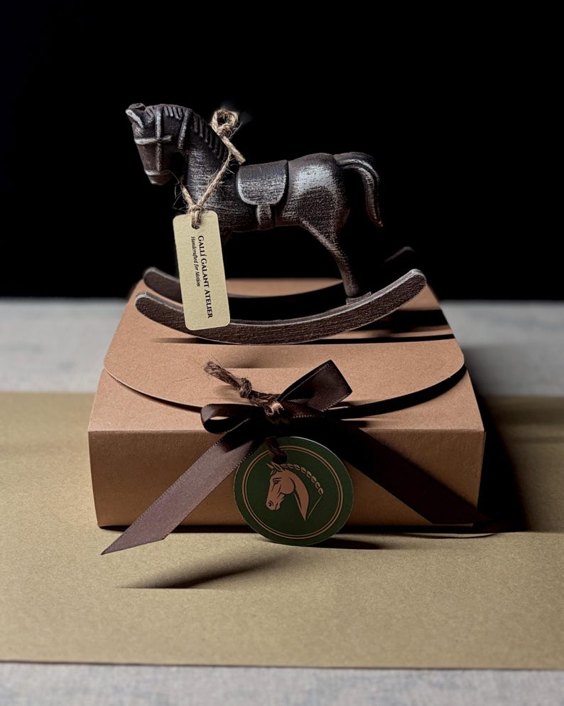 Ready-to-Gift Rocking Horse Set · Personalized Keepsake · Wooden Horse Ornament · 2026 Mini Calendar · Symbolic Good Luck Gift