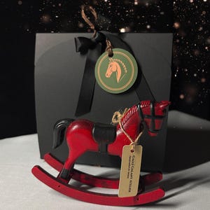 Ready-to-Gift Wooden Rocking Horse Set • Black Gift Box • Personalized Card • Symbolic Keepsake