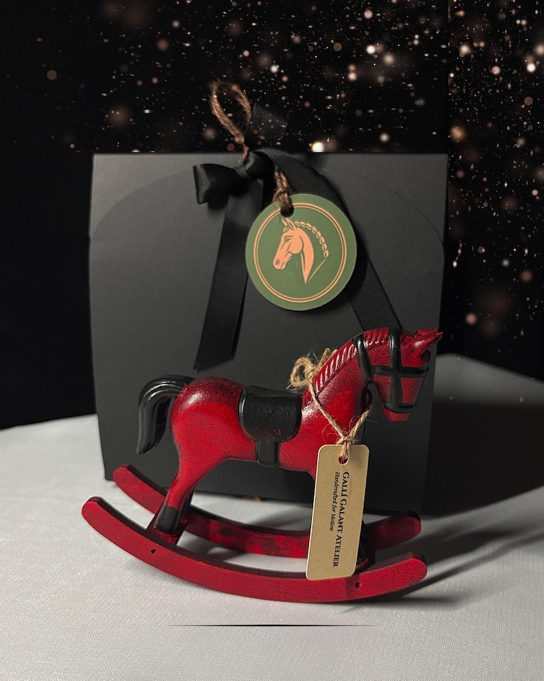 Ready-to-Gift Wooden Rocking Horse Set • Black Gift Box • Personalized Card • Symbolic Keepsake