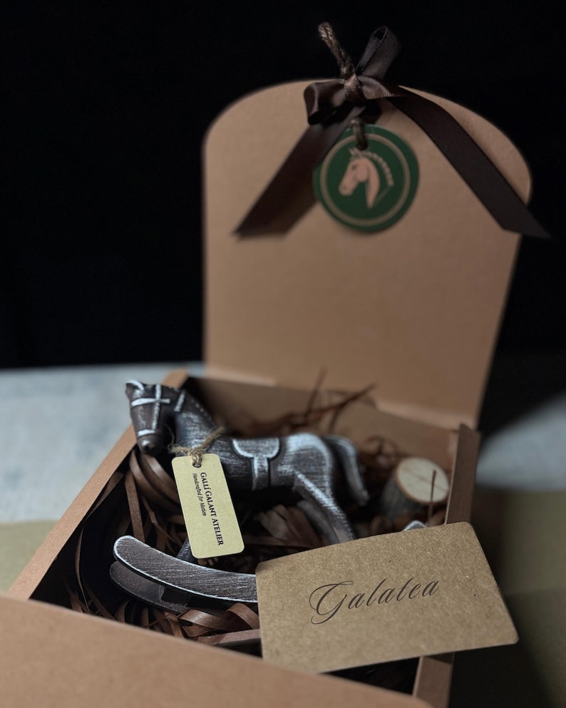 Ready-to-Gift Rocking Horse Set · Personalized Keepsake · Wooden Horse Ornament · 2026 Mini Calendar · Symbolic Good Luck Gift