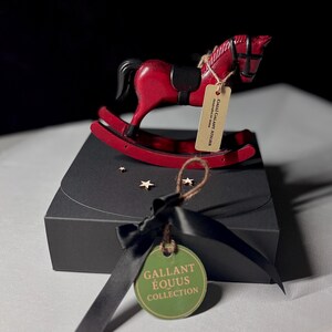 Ready-to-Gift Wooden Rocking Horse Set • Black Gift Box • Personalized Card • Symbolic Keepsake