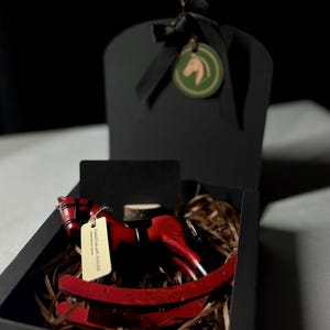 Ready-to-Gift Wooden Rocking Horse Set • Black Gift Box • Personalized Card • Symbolic Keepsake