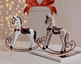 Amuleto vintage de caballo blanco / Recuerdo de madera artesanal / Decoración simbólica para el hogar lista para regalar