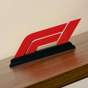 Formula 1 Logo Desk Display, 3D Printed F1 Logo, Racing Decor, F1 Display, Formula 1 fans, mancave, game room, men&#39;s gift, gift for him