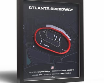 3D Atlanta Speedway Track Poster Art - Circuit Decor - Racing Gift for Motorsport Fans