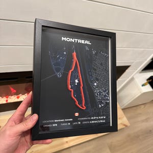 Affiche du circuit de Formule 1 de Montréal · Art mural du circuit imprimé Gilles Villeneuve en 3D · Décoration du Grand Prix du Canada de F1 · Cadeau de course de F1 pour les fans de sport automobile
