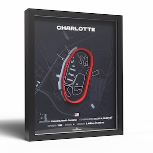 Charlotte Motor Speedway Framed Track Poster Art - Circuit Decor - Racing Gift for Motorsport Fans