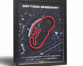 Circuito de carreras 3D de Daytona Speedway - Póster artístico de NASCAR - Decoración de circuito - Regalo de carreras para aficionados al automovilismo