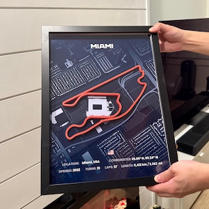 Formula 1 Miami Track Poster · 3D Printed F1 Grand Prix Street Circuit Wall Art · F1 Decor · F1 Motorsport Gift for Racing Fans