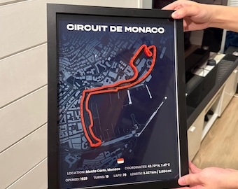 3D Formula 1 Monaco Track Poster · F1 Monte Carlo Grand Prix Wall Art · F1 Street Circuit Decor · F1 Racing Gift for Motorsport Fans