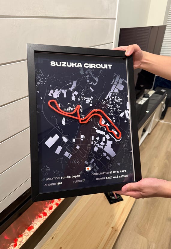 3D Formula 1 Suzuka Circuit F1 Track Poster · F1 Wall Art · Handmade Formula 1 Racing Gift · Formula 1 Map · F1 Motorsport Decor Art