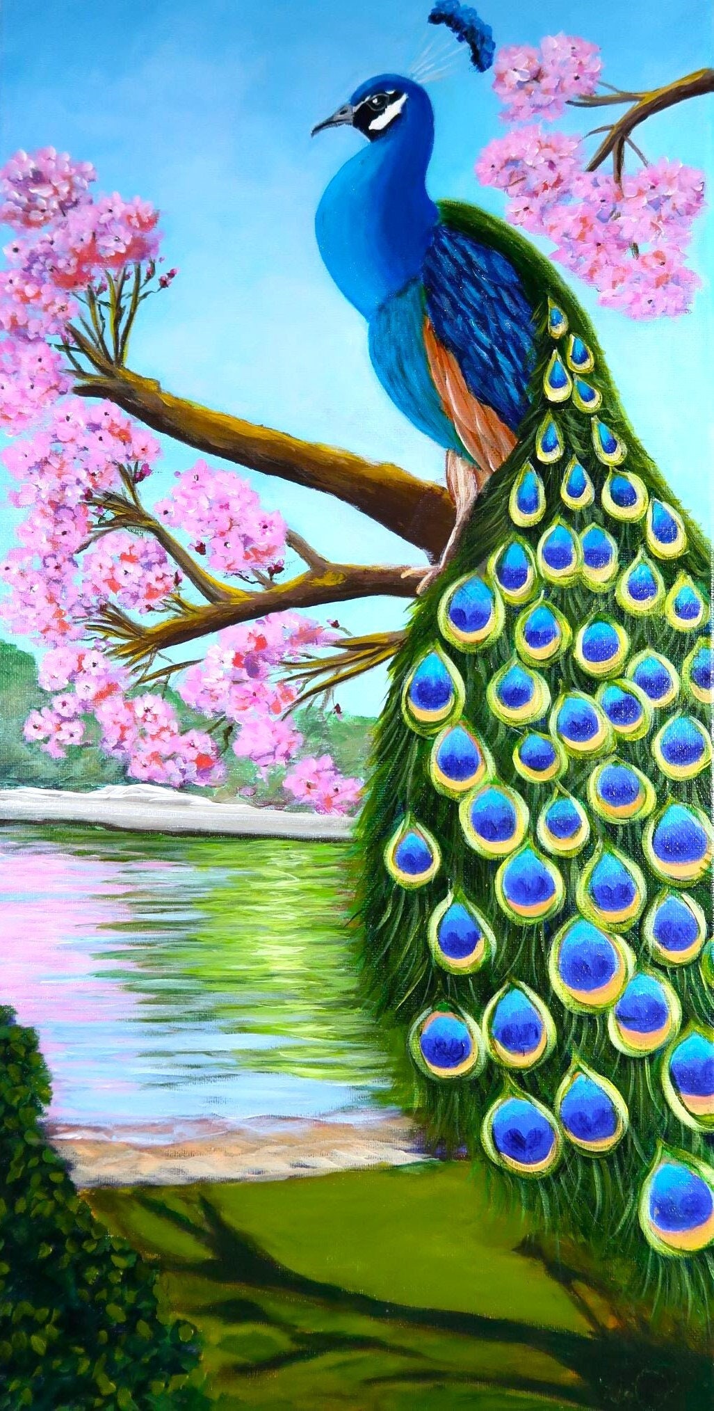 ★Original ART  ‘Peacock’ Peacock Painting Vibrant Watercolor Original Art Couple