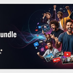 May include: A digital graphic promoting a YouTube Growth Bundle 2025. The image features a group of diverse people celebrating, with YouTube icons and screens displaying video content. Text includes "ETSY SHOP EXCLUSIVE" and "INSTANT DOWNLOAD."