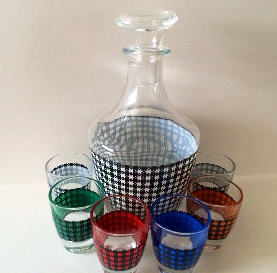 Items similar to Vintage decanter and shot glass set made in France